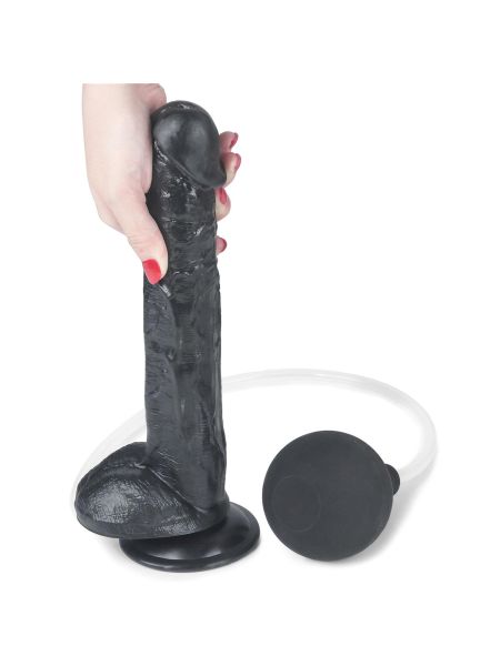 Żylaste czarne dildo przyssawka i wytrysk 28 cm - 4