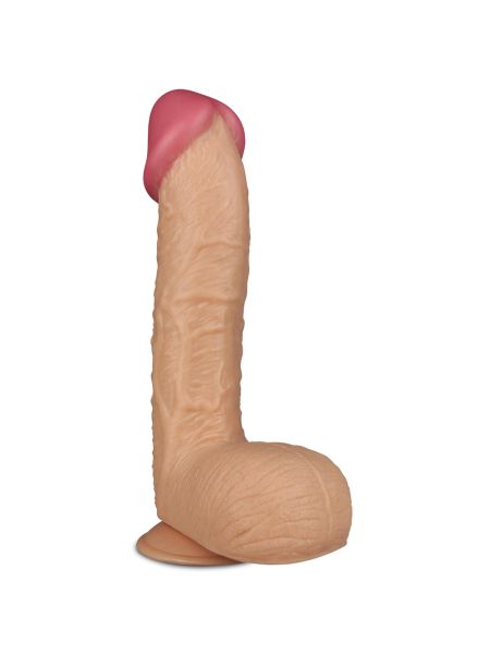 Penis dildo z mocną przyssawką duży żylasty cielisty 28,5 cm - 5