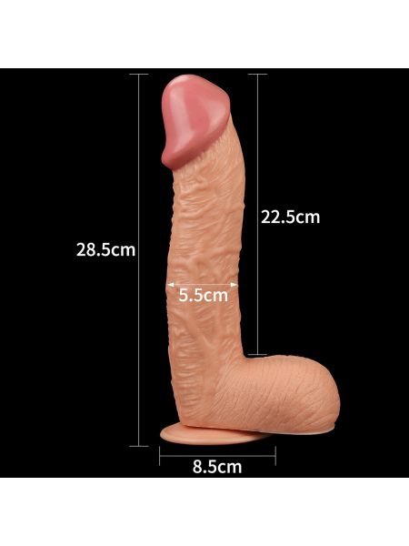 Penis dildo z mocną przyssawką duży żylasty cielisty 28,5 cm - 8