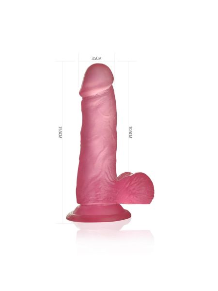 Silikonowe jasnoróżowe dildo z przyssawką 15 cm - 3