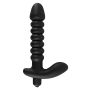 Prążkowane podwójne dildo korek analny czarny 17 cm - 4