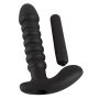 Prążkowane podwójne dildo korek analny czarny 17 cm - 10