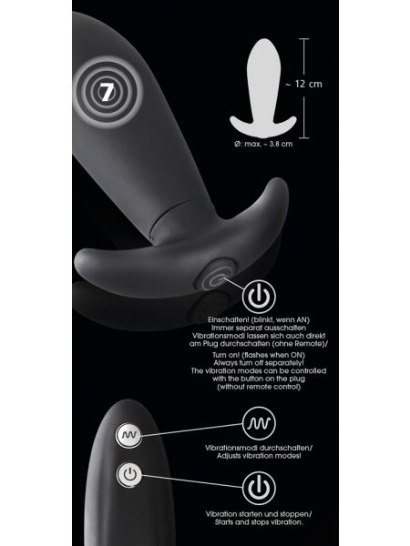 Stożkowa wtyczka analna plug korek wibracyjny12cm - 14