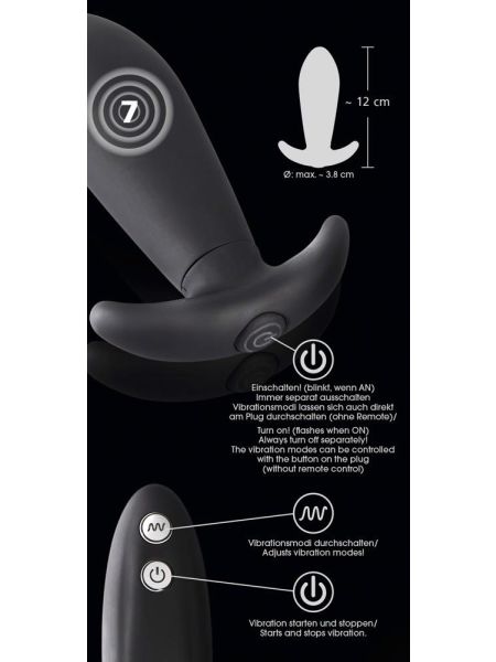 Stożkowa wtyczka analna plug korek wibracyjny12cm - 16