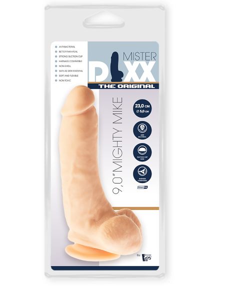 Penis grube żylaste cieliste dildo z mocną przyssawką 23 cm - 12