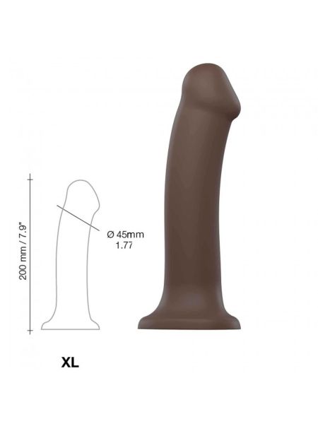 Penis gładki brązowy dildo z przyssawką 20 cm - 3