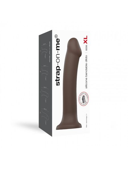 Penis gładki brązowy dildo z przyssawką 20 cm - 5