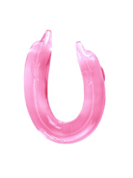 Dildo podwójne różowe z końcówką delfina 30,5 cm