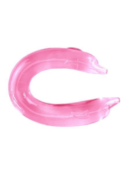 Dildo podwójne różowe z końcówką delfina 30,5 cm - 4