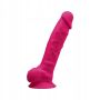 Realistyczne różowe żylaste dildo z przyssawką i jądrami 21,5cm - 2