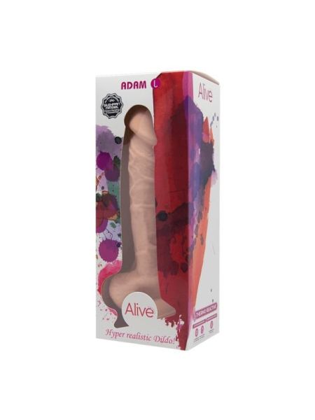 Sylikonowy cielisty duży żylasty penis z przyssawką 21,5 cm - 3