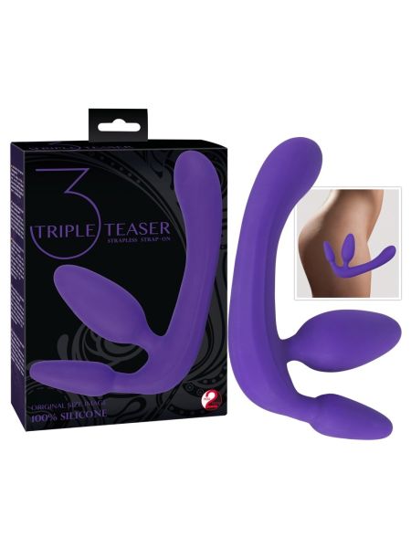 Strap-on potrójne dildo penetracja każdej dziurki - 11