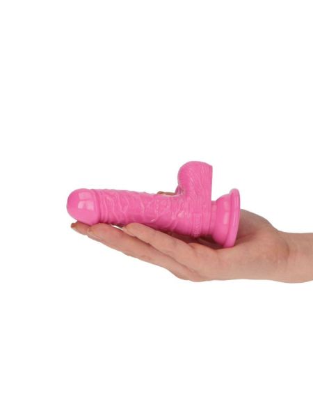 Dildo różowe żylaste gumowe z przyssawką 10,5 cm - 4