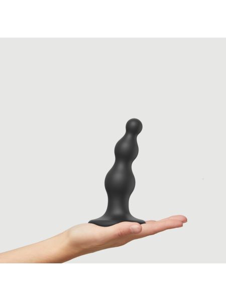 Miękkie czarne dildo w kształcie 3 koralików idealne do strapona - 3