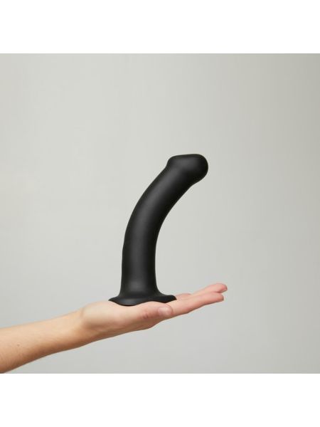 Miękkie gładkie czarne dildo z przyssawką 18 cm - 5