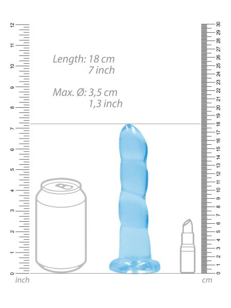 Niebieskie dildo spiralne z mocną przyssawką 18 cm - 5