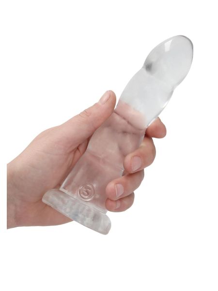 Białe dildo spiralne z mocną przyssawką 18 cm - 3