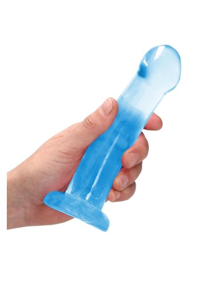 Niebieskie dildo z mocna przyssawka penetracja pochwy i anusa 17 cm - 3