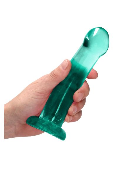 Gładkie dildo zielone z mocną przyssawką 17 cm - 3