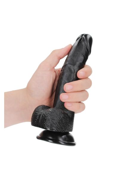 Dildo czarne silikonowe zakrzywione z przyssawką 20 cm - 5