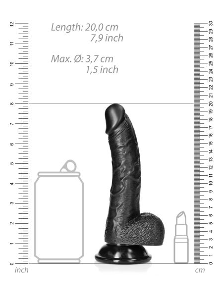 Dildo czarne silikonowe zakrzywione z przyssawką 20 cm - 7