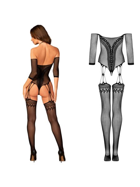 Strój erotyczny koronka bodystocking czarne S/M/L - 4