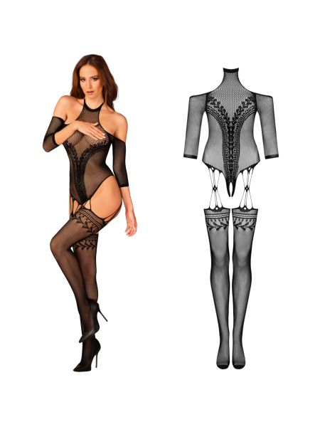 Strój erotyczny koronka bodystocking czarne S/M/L - 3