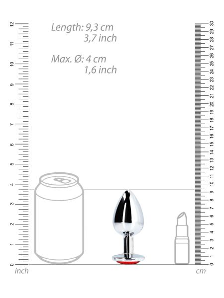 METALOWY ELEGANCKI KOREK ANALNY PLUG Z DIAMENTEM 9,3 CM WODOODPORNY - 9