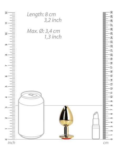 ZŁOTY PLUG ZATYCZKA ANALNA KOREK METALOWY  Z DIAMENTEM 8 CM - 7