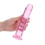 Różowe żelowe dildo z przyssawką waginalne i analne 22 cm - 4