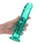 Żelowe zielone dildo z przyssawką waginalne i analne 22 cm - 5