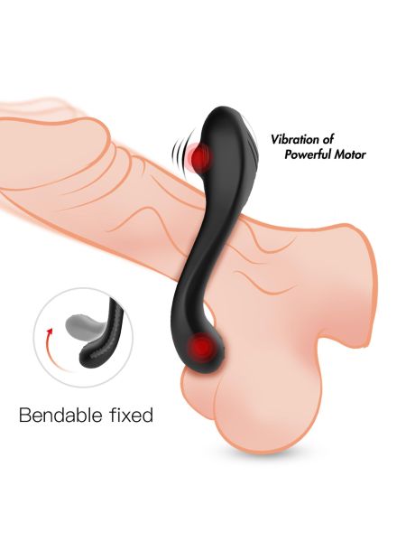 Wodoodporny czarny pierścień erekcyjny dla mężczyzn z wibracjami - 2