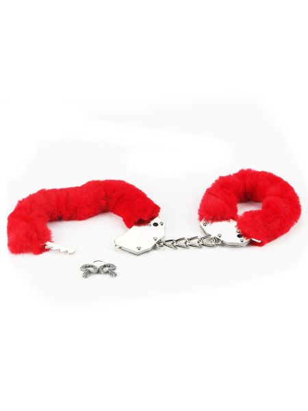 Kajdanki z futerkiem BDSM Fetish Pleasure Fluffy Handcuffs Red - 4