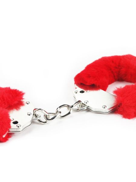 Kajdanki z futerkiem BDSM Fetish Pleasure Fluffy Handcuffs Red - 3