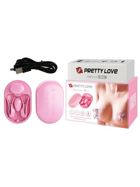 Klamry zaciski na sutki elektro-stymulacja PRETTY LOVE 12 wibracji