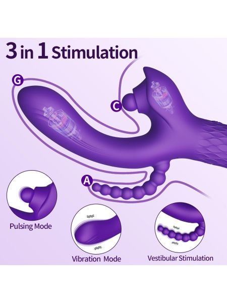 Potrójny wibrator w 3 miejsca niesamowity orgazm dla kobiety Patty ładowany USB - 2