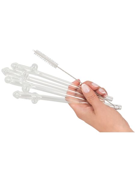 Glass Drinking Straw Willy x 4 - 7