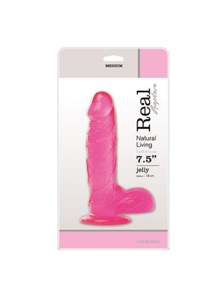 Dildo żelowe realistyczne z przyssawką różowe 19 cm