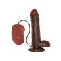 Duże dildo realistyczne z wibracjami pilotem brąz 25 cm - 3