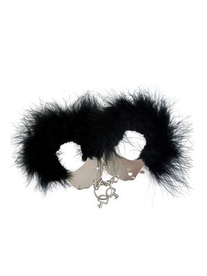 Kajdanki-Śmieszna zabawka-kadanki - Metallic Handcuffs,Feather Cov.. Black - image 2