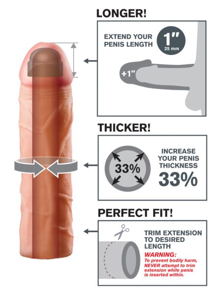 Realistyczna naturalna nakładka przedłużka penisa 17cm - 6