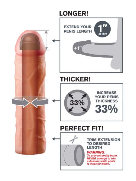 Realistyczna naturalna nakładka przedłużka penisa 17cm - 7