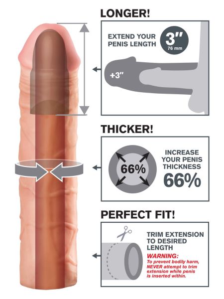 Nakładka przedłużająca pogrubiająca penisa 23cm - 7