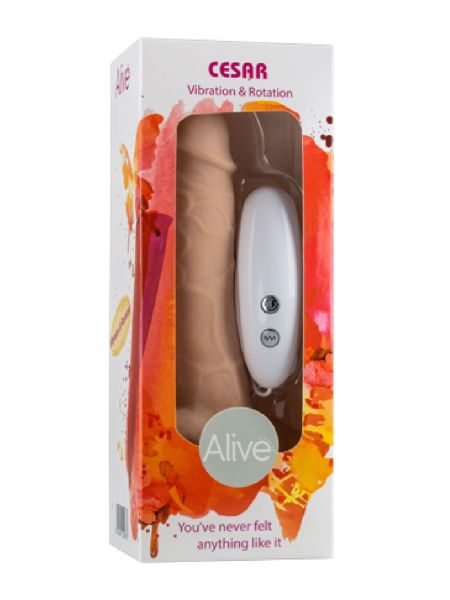 Dildo z wibracją rotacją pilot cielisty 18 cm - 3