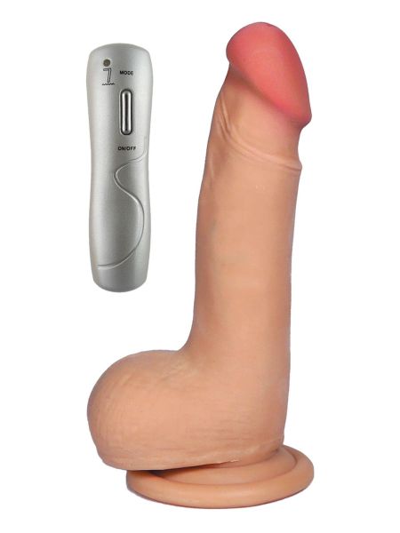 Dildo z mocnymi wibracjami pilot cyberskóra cielisty 18 cm - 4