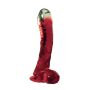 Dildo żelowe realistyczne z przyssawką i jądrami czerwone 16,5 cm - 2