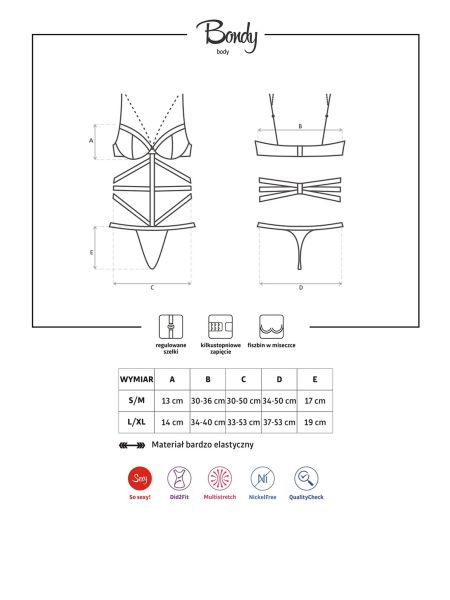 Pikantne siateczkowe body z łańcuszkiem Bondy S/M - 3