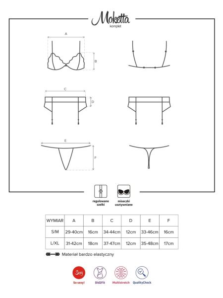 Komplet erotyczny stanik pas stringi Moketta L/XL - 3