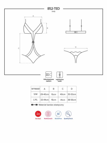 Siateczkowe body stringi biustonosz 852-TED-1 L/XL - 7