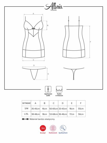 Prześwitujący komplet koszulka stringi Alluria S/M - 4